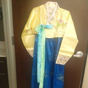 Authentic Korean Costume Hanbok, Blue and Yellow, Medium
